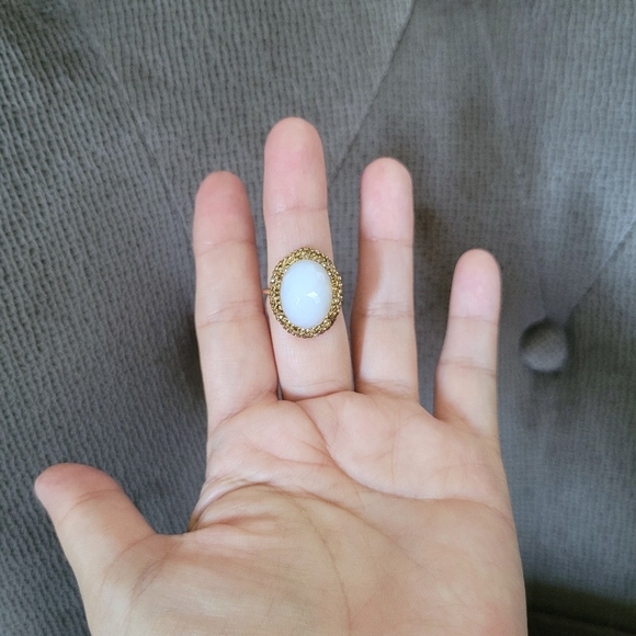 Zeyzey Faceted Opaque Moonstone🌙 Statement Ring - Picture 2 of 15